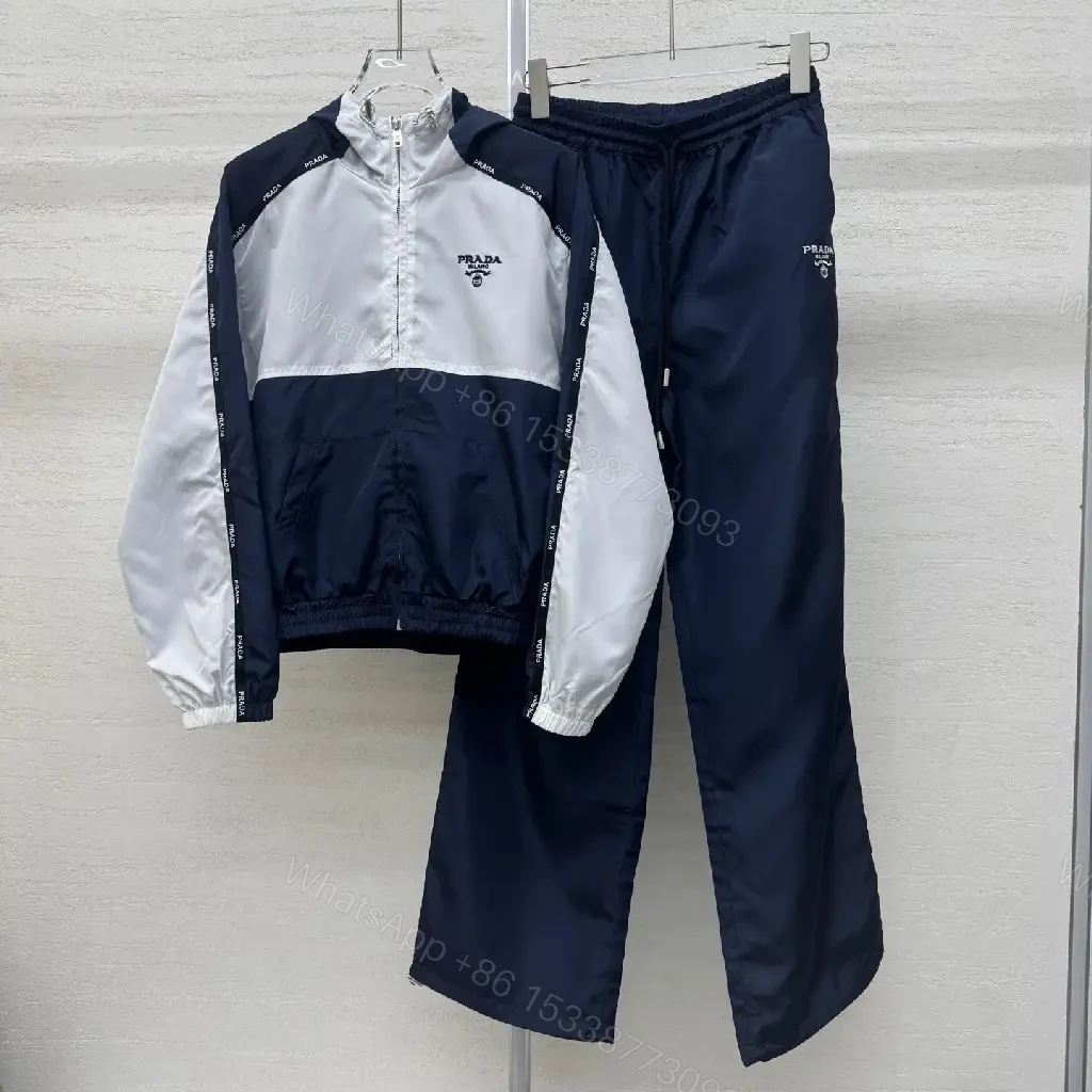 View 8 of Sporty Chic Windbreaker Set: Navy/Off-White, Premium Tech