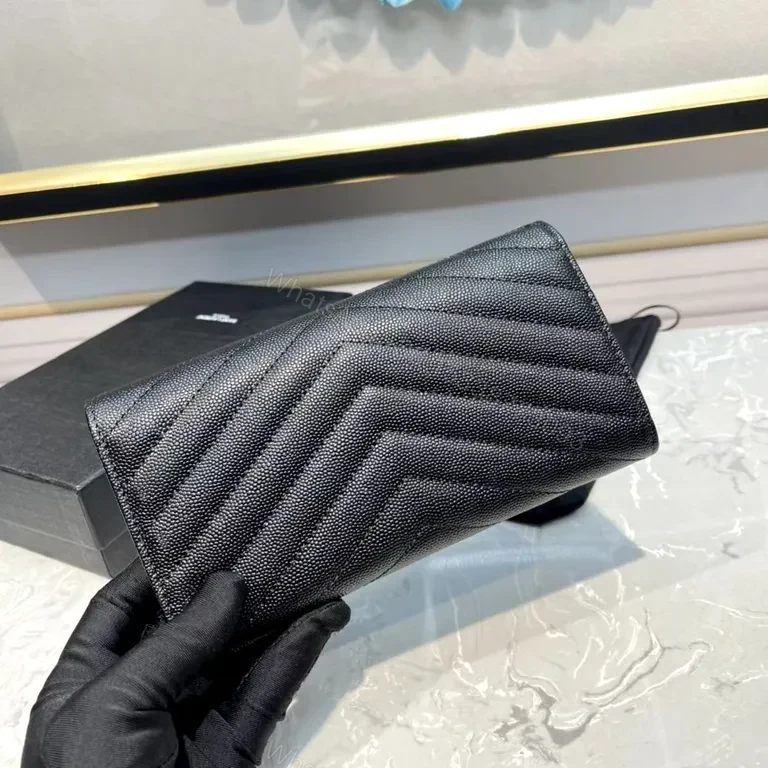 View 3 of Quilted Black Wallet with YSL Hardware â€” Compact Luxury Wallet