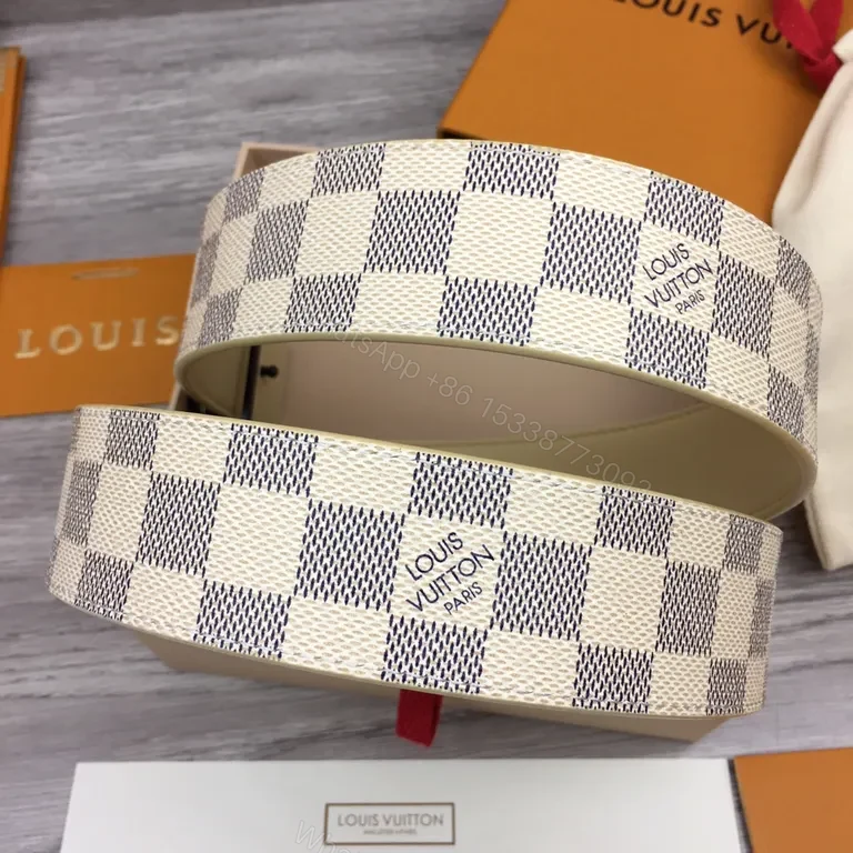 View 7 of Damier Signature Belt: LV-Inspired Bold Buckle Accessory