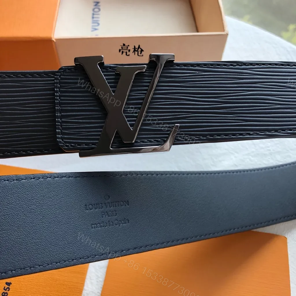 View 2 of Black Leather Wide Belt with Bold Signature Buckle