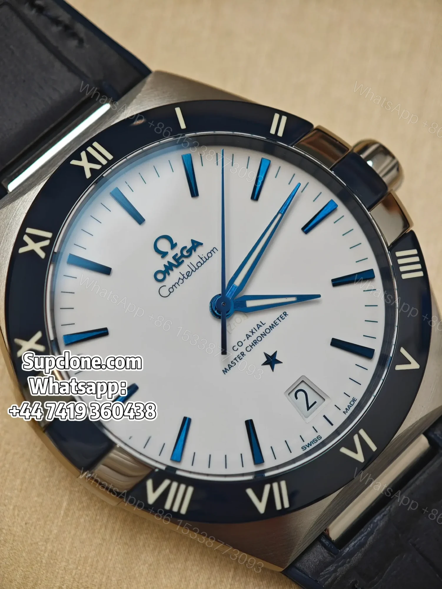 View 9 of Omega Super Clone Constellation 131.33.41.21.04.001 41mm Blue Bezel