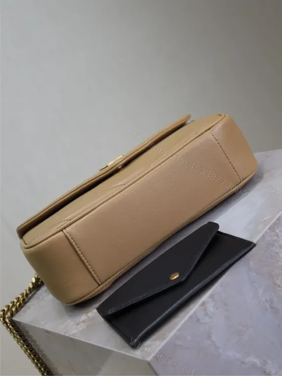 View 8 of Taupe Leather Chic Bag: Quilted Chevron with YSL Accent