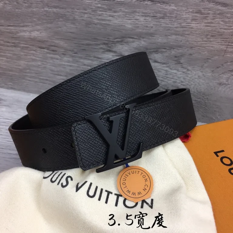 View 8 of Bold Leather LV Belt: Textured Luxury, Subtle Logo, All-Day Comfort