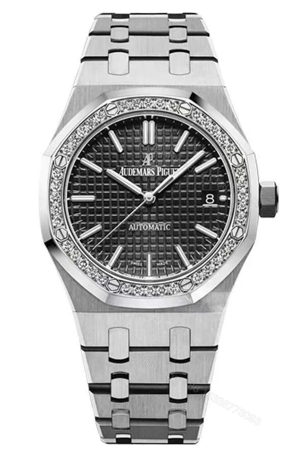 Audemars Piguet Super Clone Royal Oak 15451ST Diamond-Set Bezel Black Dial 37MM — view 1