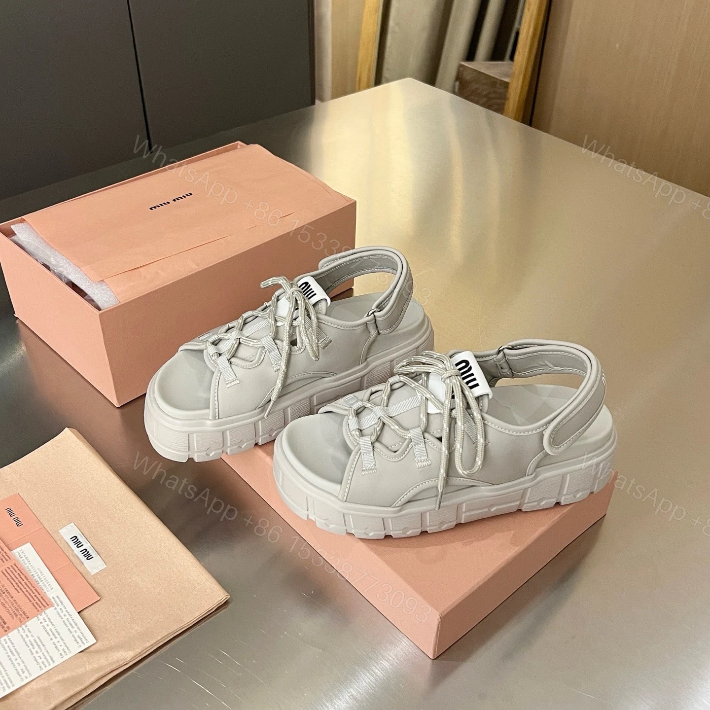View 2 of MIUMIU CHUNKY NEOPRENE SANDALS CHALK 5X418E 30K F0354 F 050