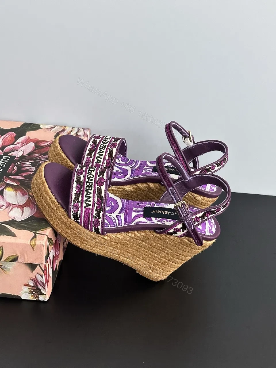 View 6 of Purple Embroidered Espadrille Wedge Sandals - Luxe Comfort