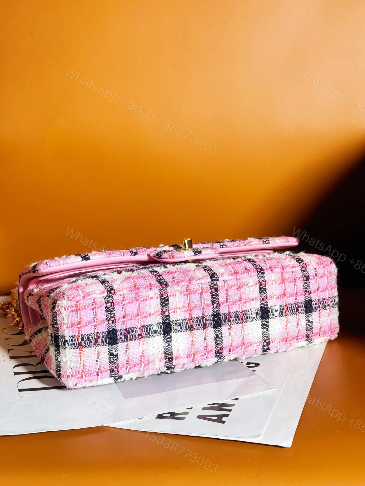 View 2 of Chanel Mini Rectangular Flap Bag Pink, White and Black