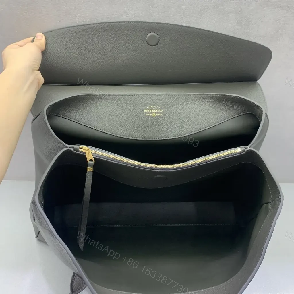 View 2 of Pebble Leather Tote: Structured Minimalist Luxury, 14" Laptop
