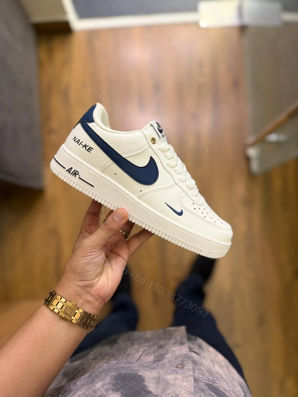 View 5 of FIRST COPY NIKE AIRFORCE ONE WHITE NAVY FOR MEN