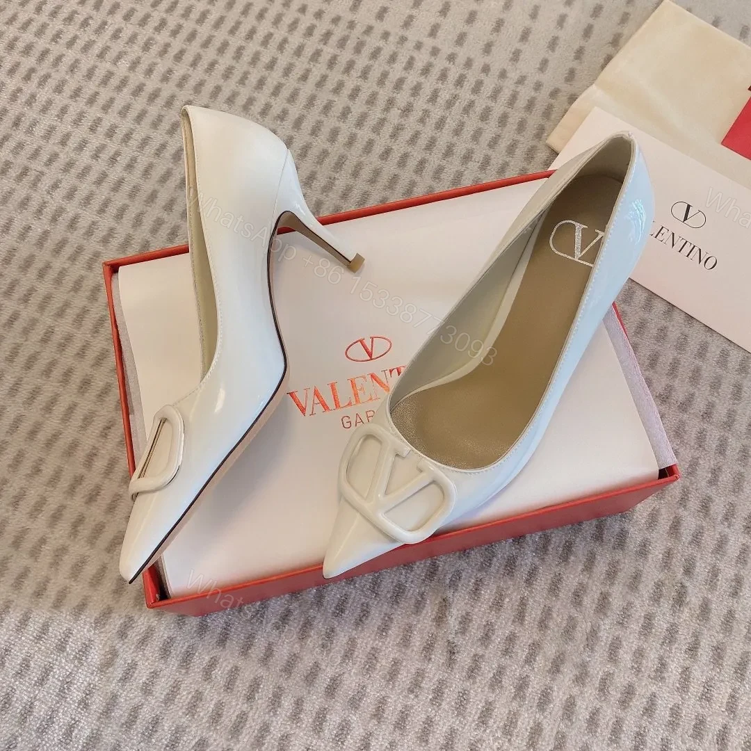 View 6 of Valentino Women White Patent Leather Pointed Flats