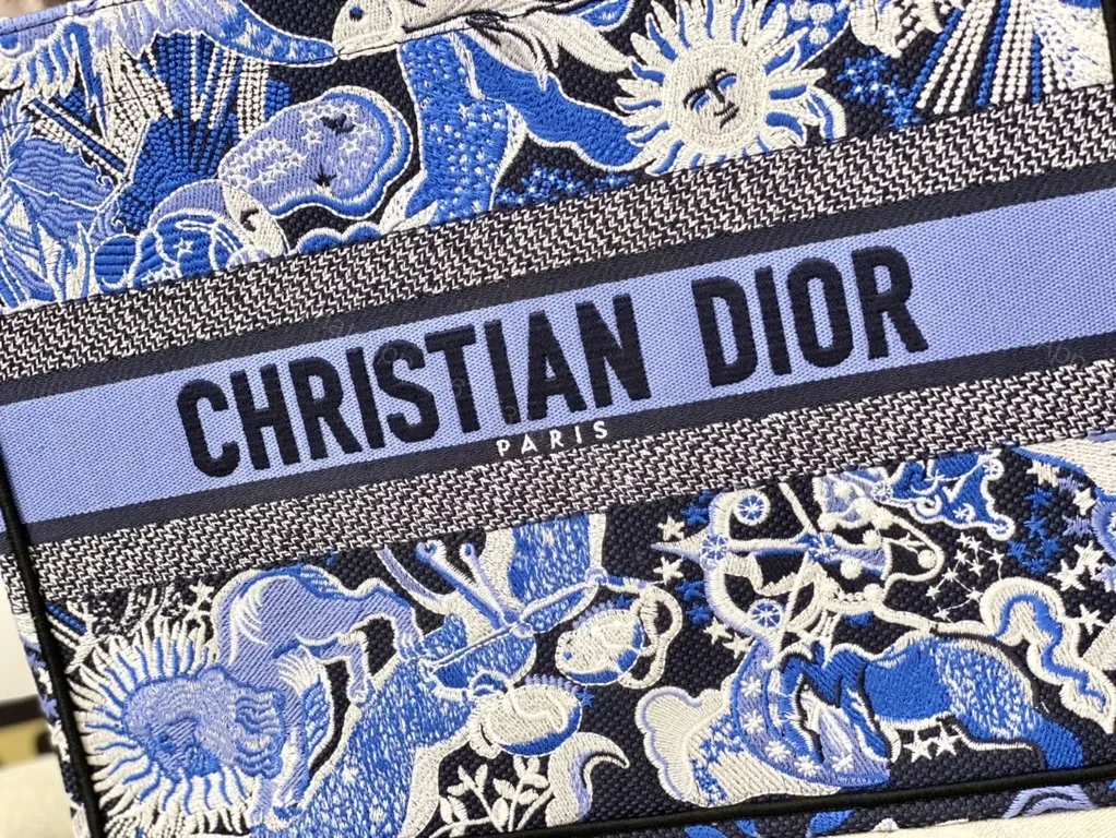 View 3 of Bold Blue Dior Tapestry Tote â€“ Luxe, Practical Carryall