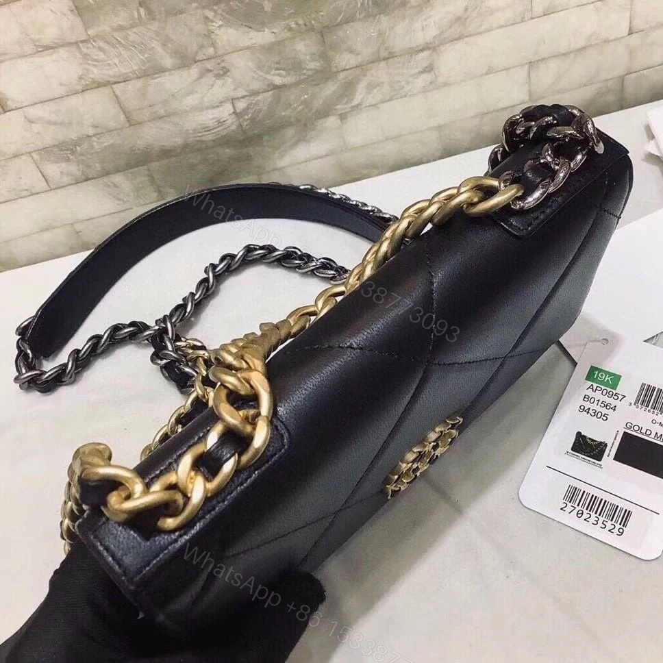 View 5 of Chanel 19 Wallet On Chain Bag Shiny Gold And Silver Tone Black 19Cm AP3267 B04852 94305
