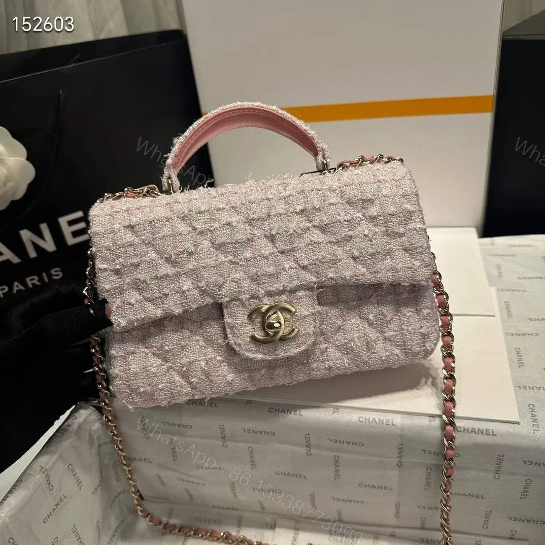 CHANEL Tweed Quilted Mini Top Handle Rectangular Flap — view 1