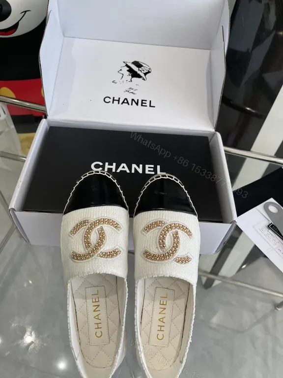 View 6 of Chanel-Influenced Textured Espadrille Loafers - Signature Logo