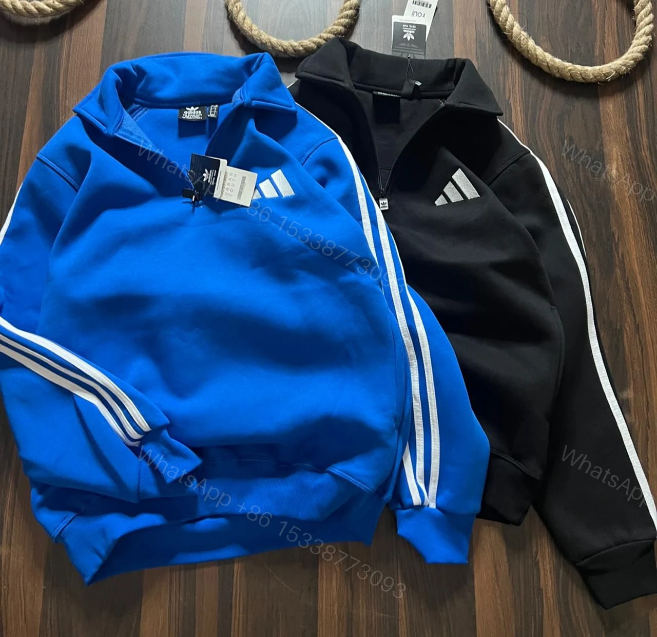 View 5 of FIRST COPY ADIDAS 3-Thread cotton fleece Half zip upper
