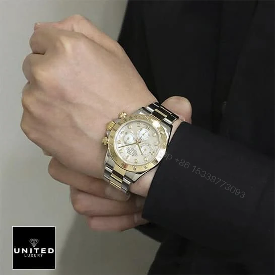 View 6 of Rolex Daytona Two Tone White Dial 116523 Replica