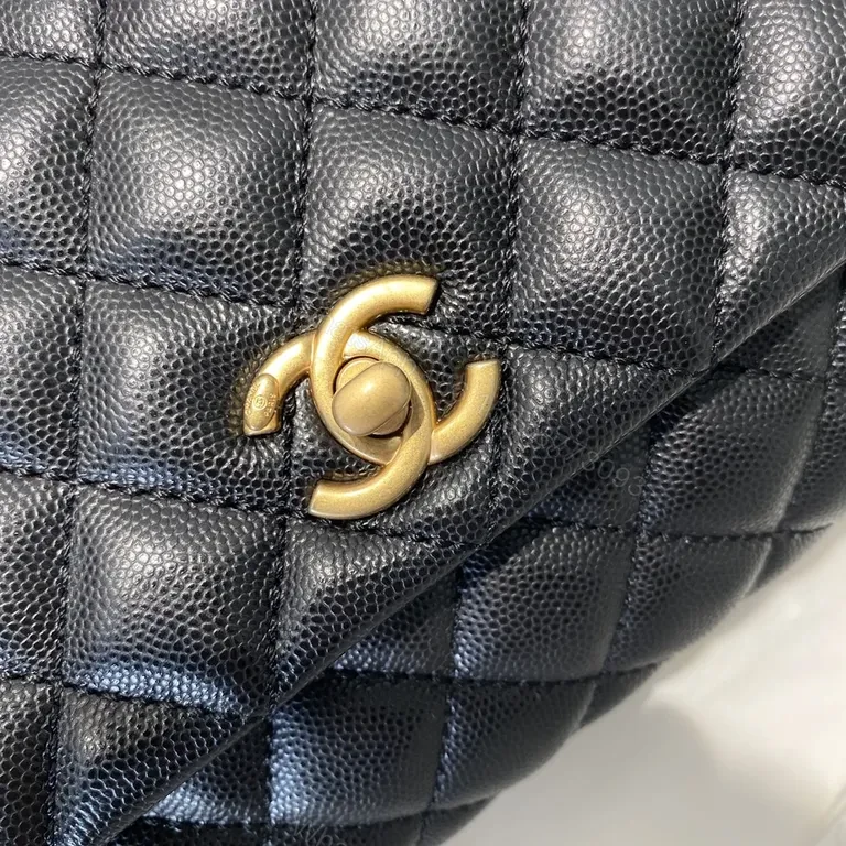 View 2 of Black Quilted Lambskin Flap Bag - Gold CC Hardware, Crossbody Style
