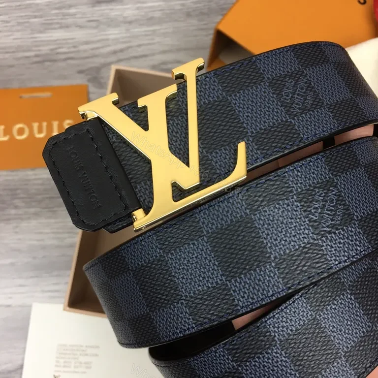 View 6 of Damier Graphite Belt: Luxury Coated Canvas with Gold Buckle Belt