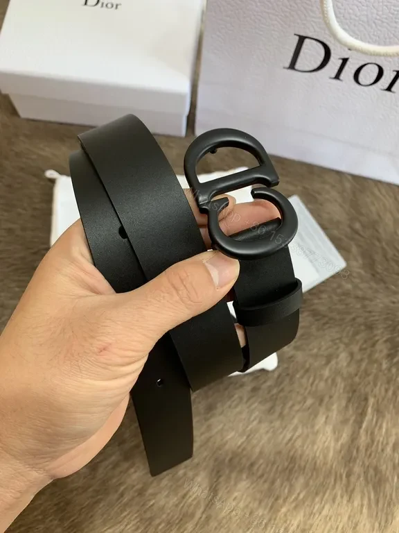 View 7 of Refined Black Leather Belt with Dior Interlock Buckle
