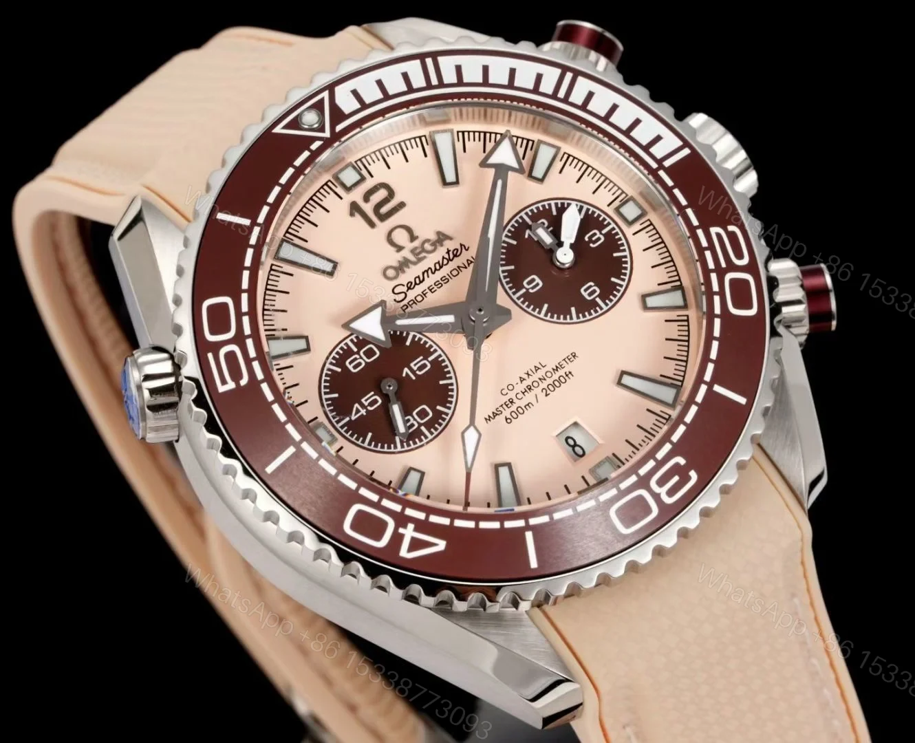 View 4 of Omega Seamaster Planet Ocean 600M Co-Axial 45.5 Master Chronometer Chronograph Stainless Steel Beige Rubber 215.32.46.51.09.001