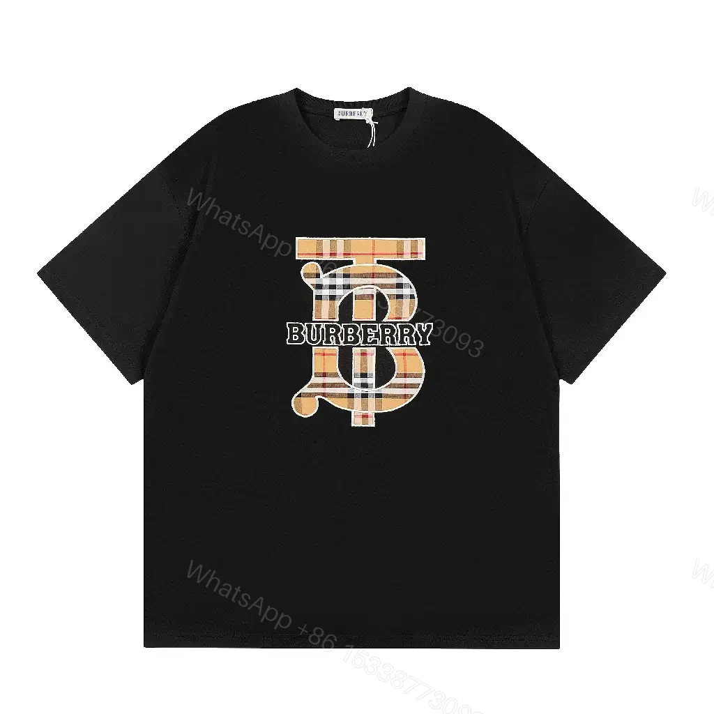 View 7 of Bold Logo Tee: Black Cotton, Modern Streetwear, Plaid Logo, Tee