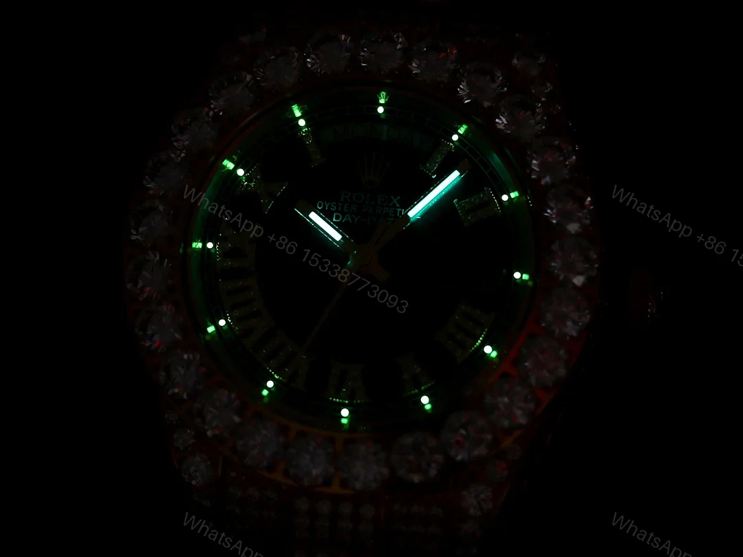 View 4 of Rolex Day-Date Gold Black Iced Replica 42MM RG-ROLEX-DD-GOLD-BLK-ICED-42