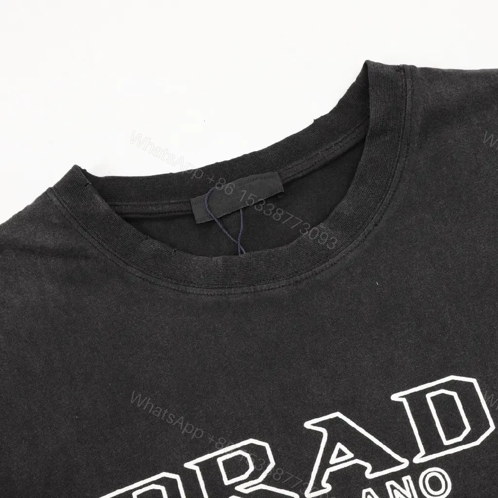 View 10 of Black Cotton Casual Crewneck T-Shirt with Chest Logo