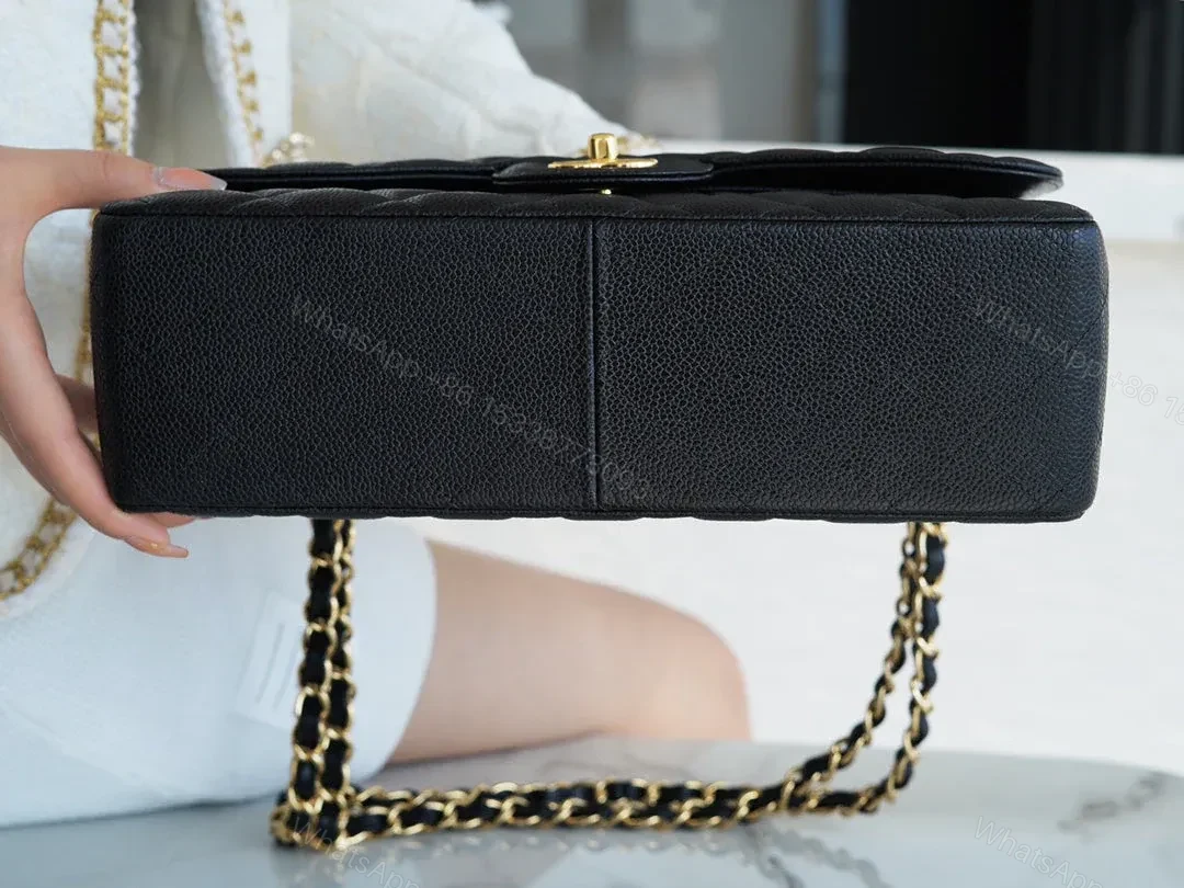 View 4 of CHFLAP BAG JUMBO 30CM GOLD HARDWARE BLACK CAVIAR