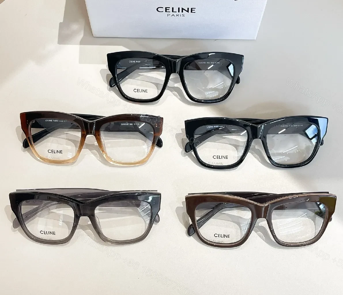 View 8 of Chic Black Acetate Cat-Eye glasses with Gold Logo Case