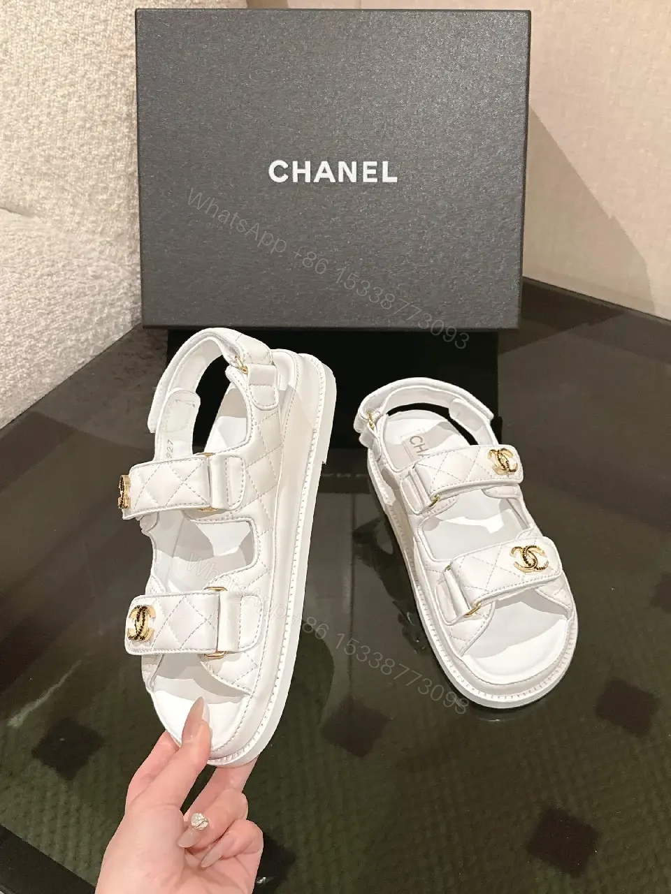 View 9 of White Leather Quilted Sandals - Cushioned, All-Day Comfort