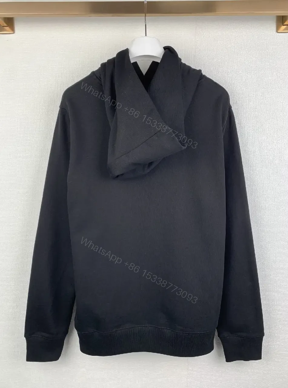 View 11 of Black Premium Minimalist Hoodie with Discrete Moncler Badge - Luxury Everyday Wear