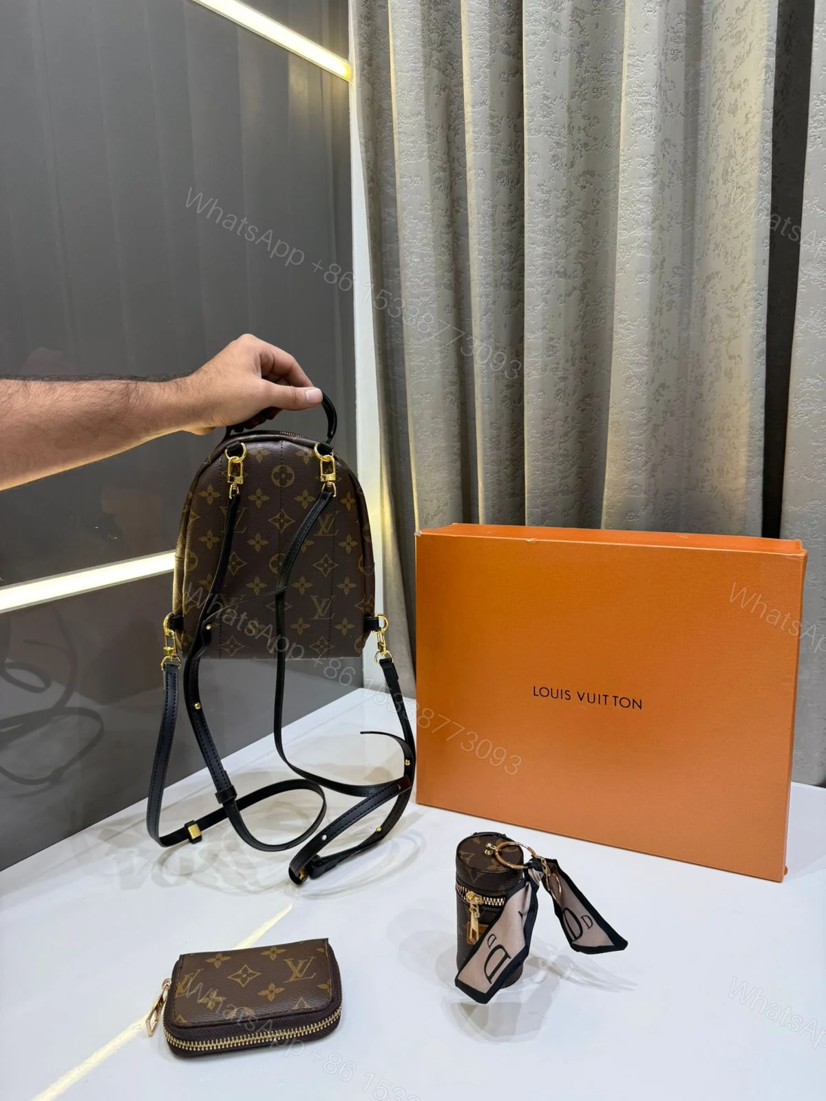 View 2 of FIRST COPY LOUIS VUITTON BROWN PREMIUM GIFT SET BAGPACK