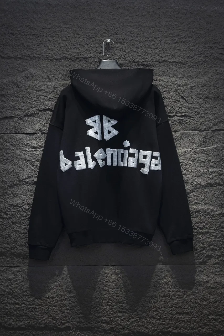 View 3 of Bold Logo Hoodie: Metallic Silver Logo, Oversized Comfort