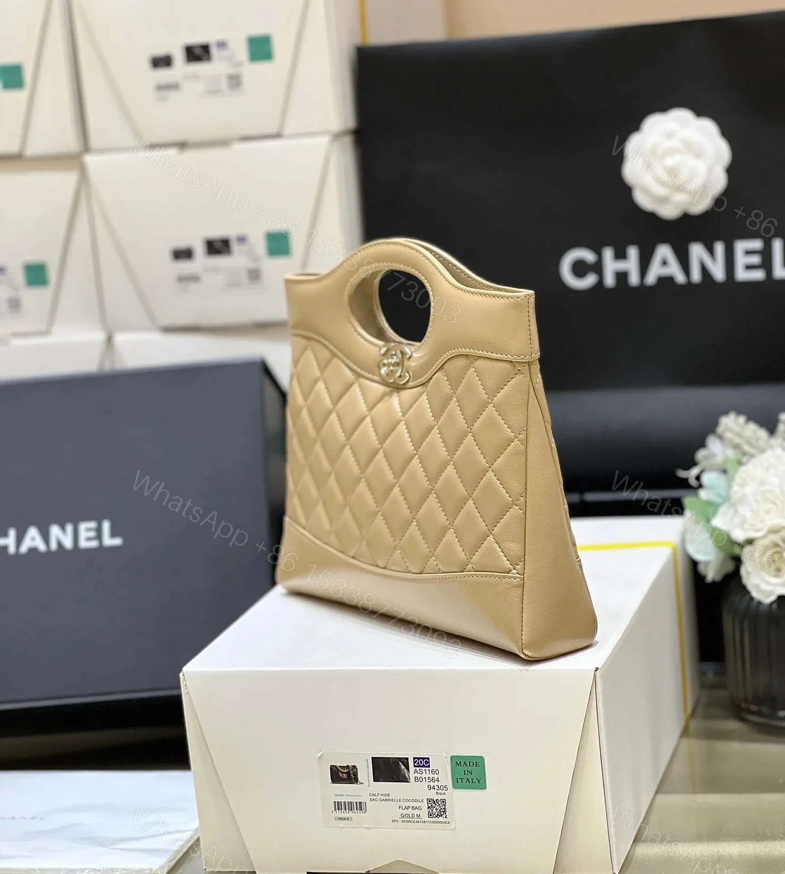 View 6 of Chanel Calfskin Suede Quilted Mini 31 Shopping Bag