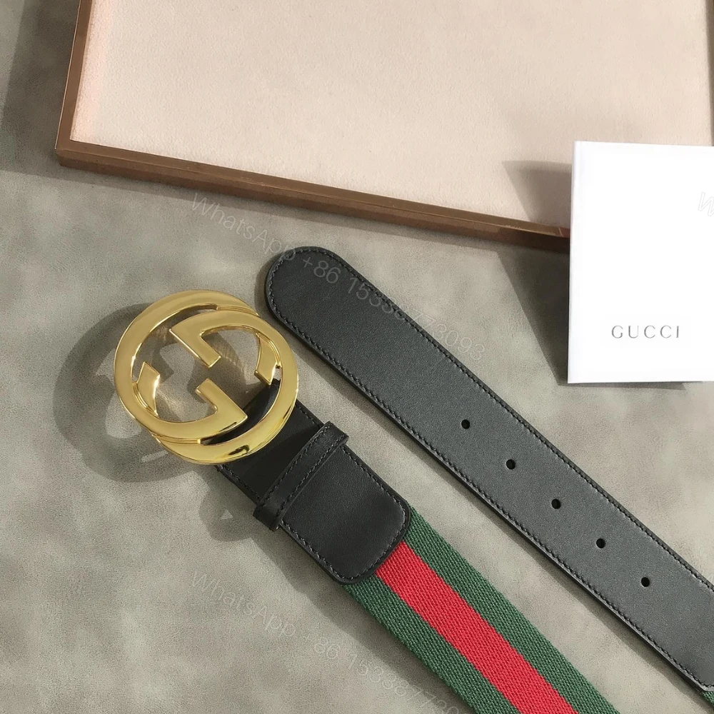 View 5 of Gucci Web Belt With G Buckle Green 4Cm