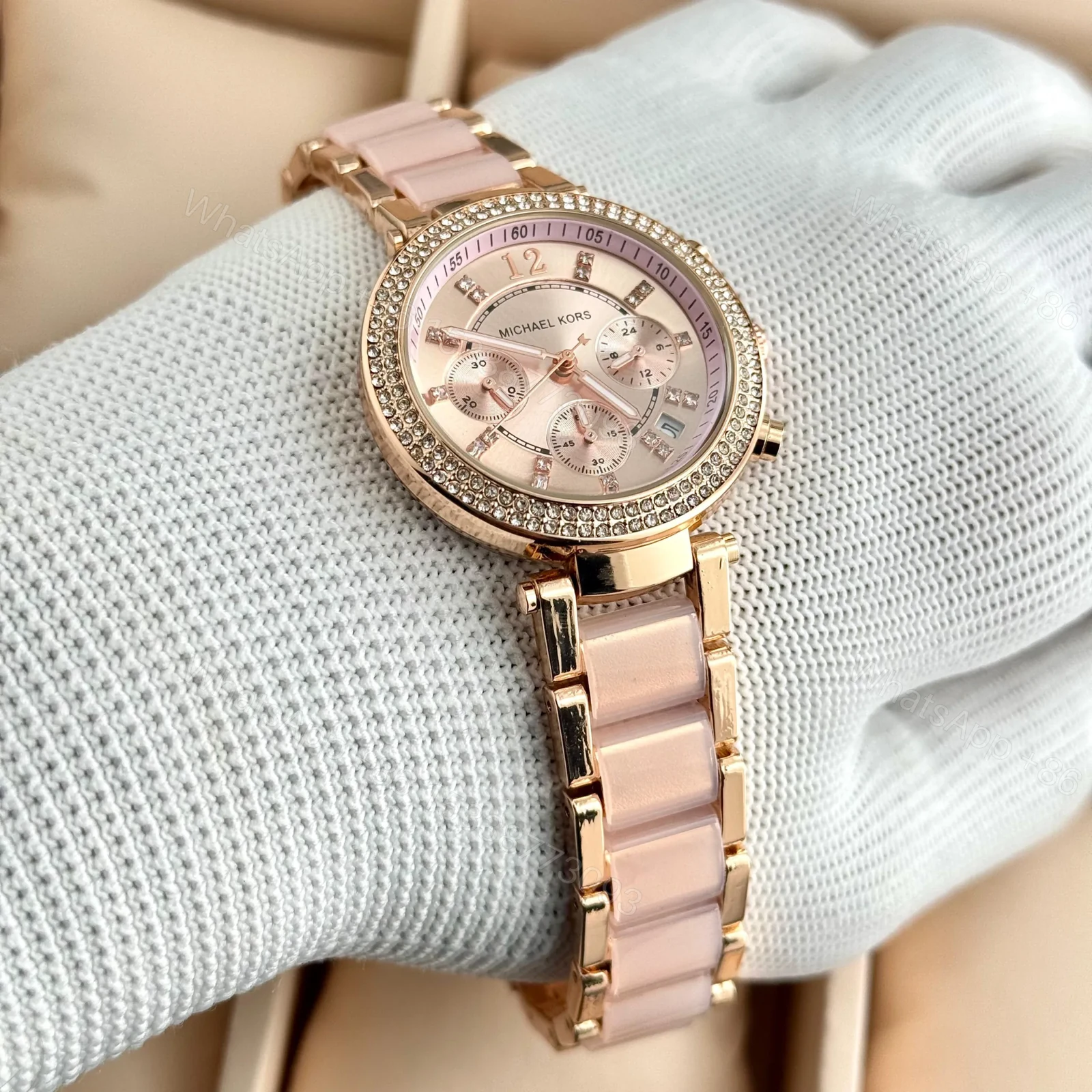 Michael Kors Parker Crystal Rose Gold & Pink — view 2
