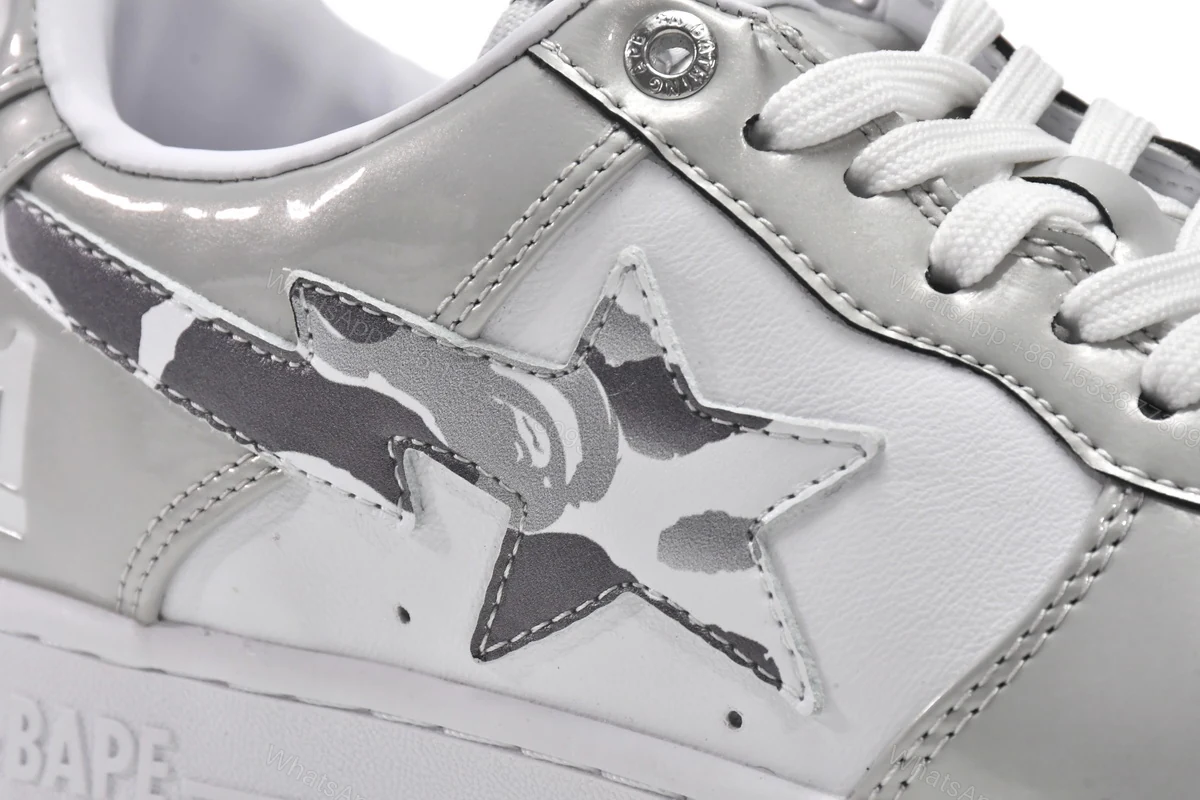 View 9 of Cheap Fake BapeSta Low White Grey Mirror Surface