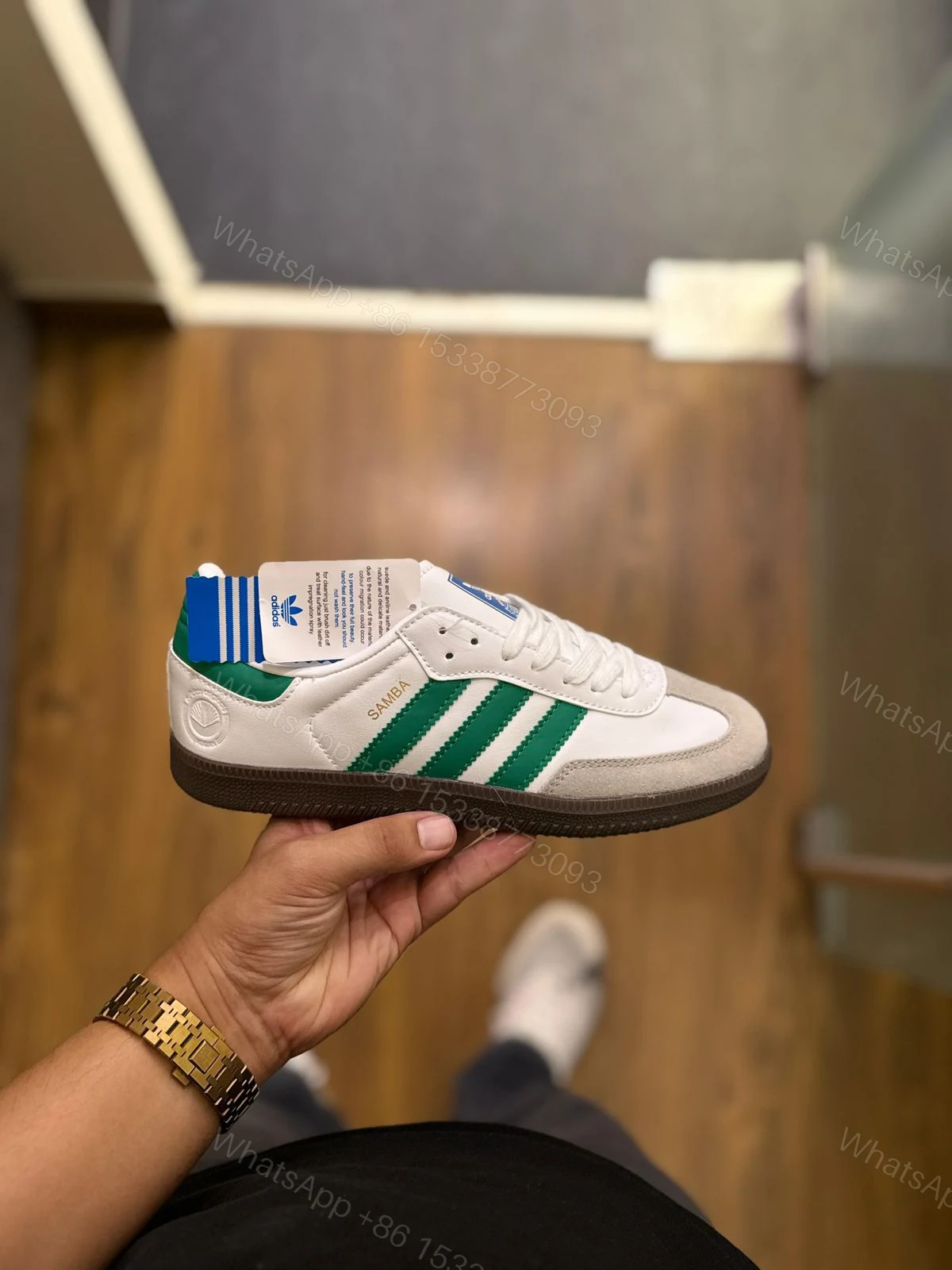 View 2 of ADIDAS ORIGINALS SAMBA WHITE GREEN SHOE