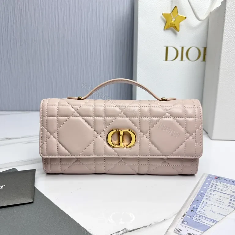 Soft Pink Quilted Luxe Handbag with Gold Hardware — view 1