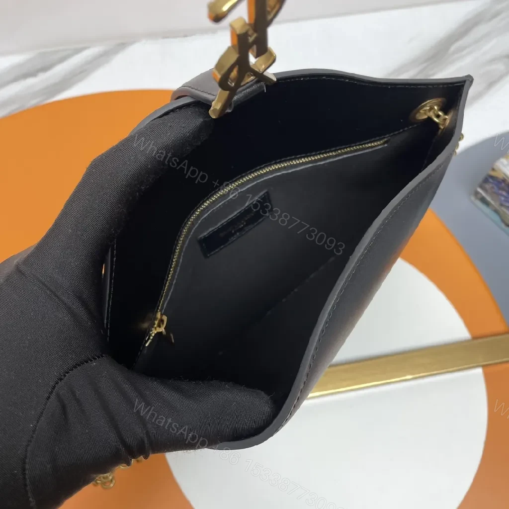View 3 of Black Leather Crossbody: Ultra-Sleek, Gold Accent, Structured Utility Bag