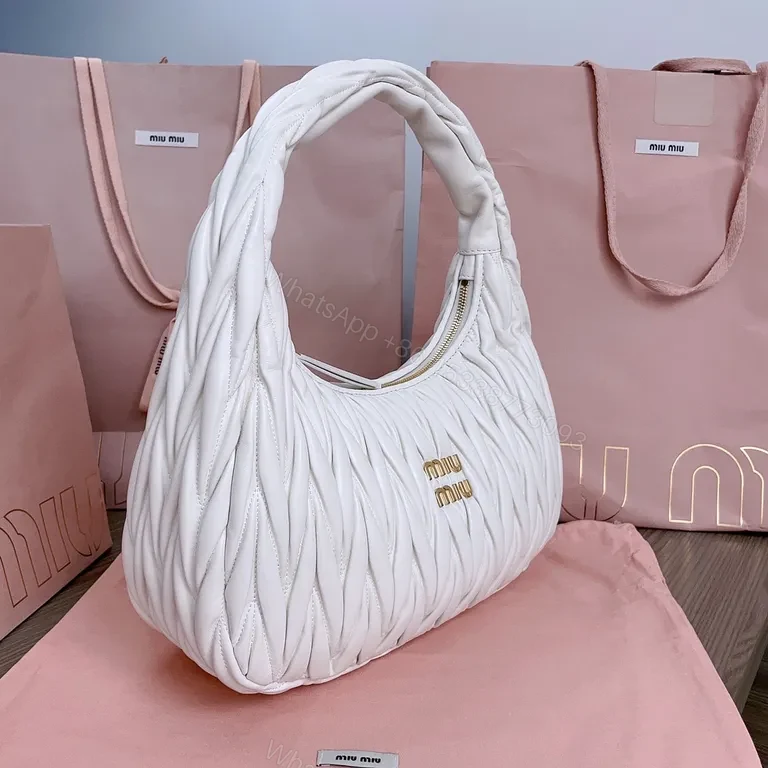 View 3 of Quilted White Leather Bag â€” Top-Handle, Miu Miu-Style Luxury