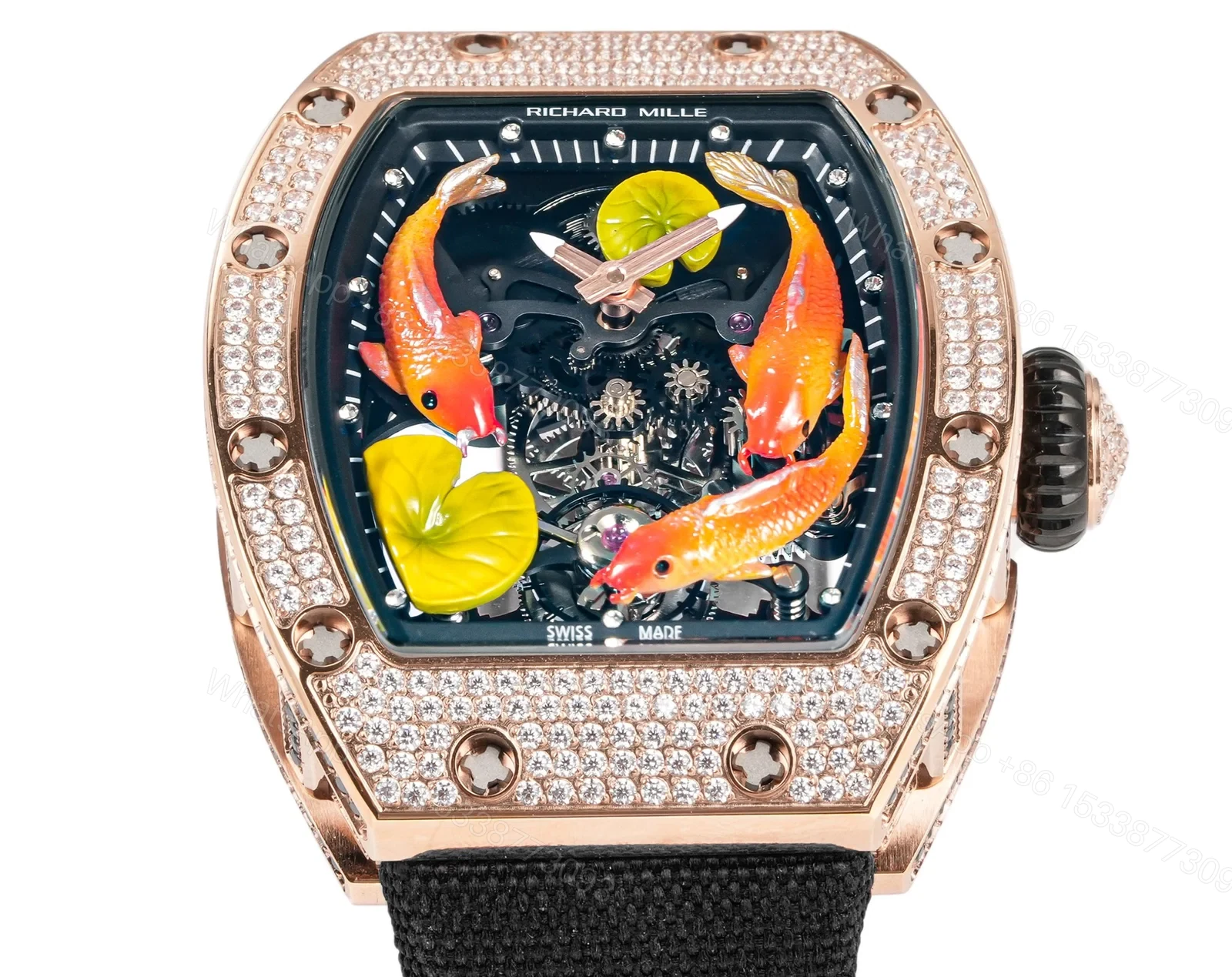 View 5 of Richard Mille RM S10 Koi Tourbillon Red Gold Diamond Watch RMS10-KOI-BK-02