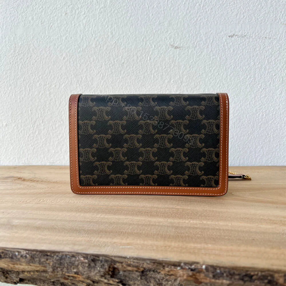 View 4 of CELINE WALLET ON CHAIN MARGO in TRIOMPHE CANVAS and calfskin