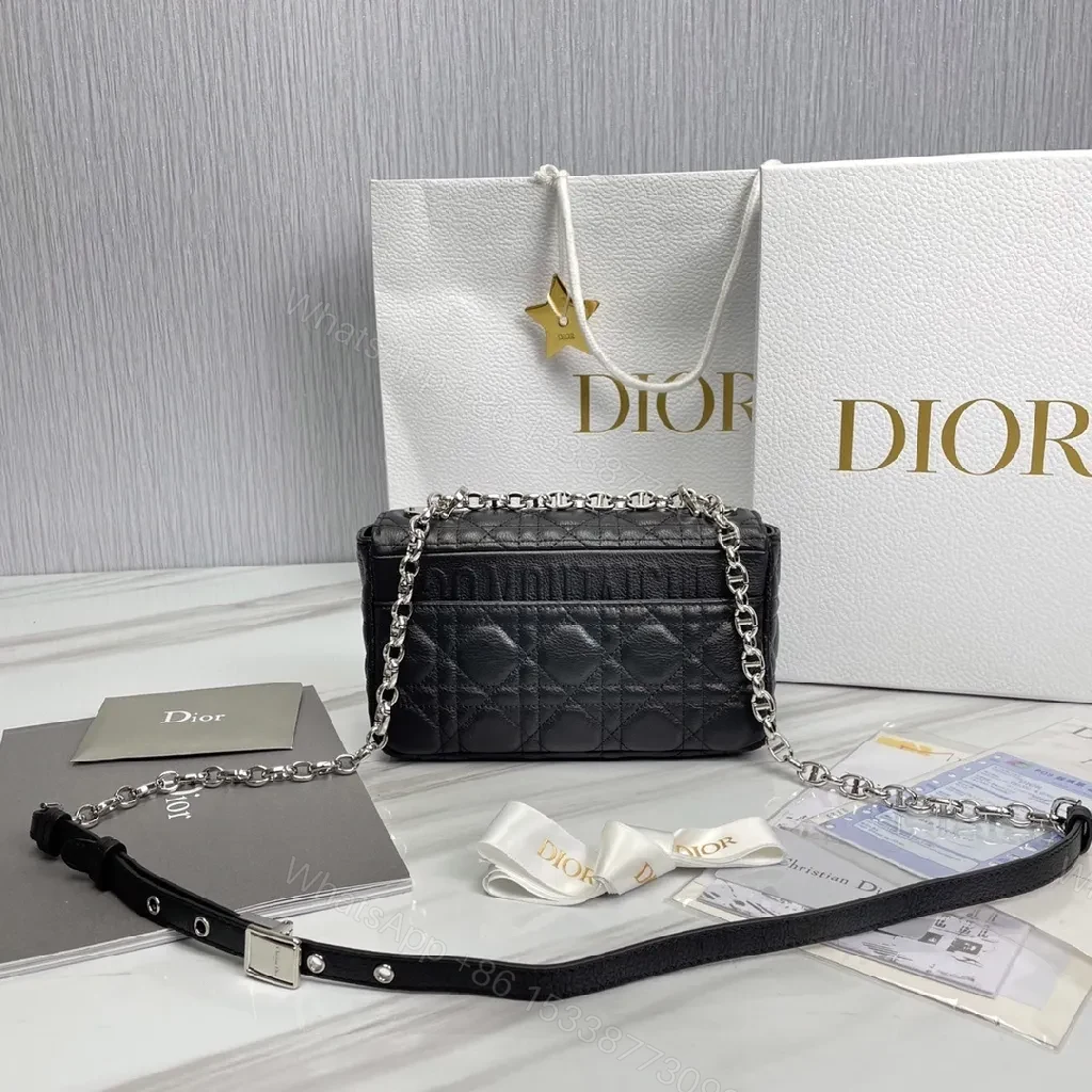 View 2 of Quilted Calfskin Crossbody: Black, Silver Hardware, Luxe Compact Bag