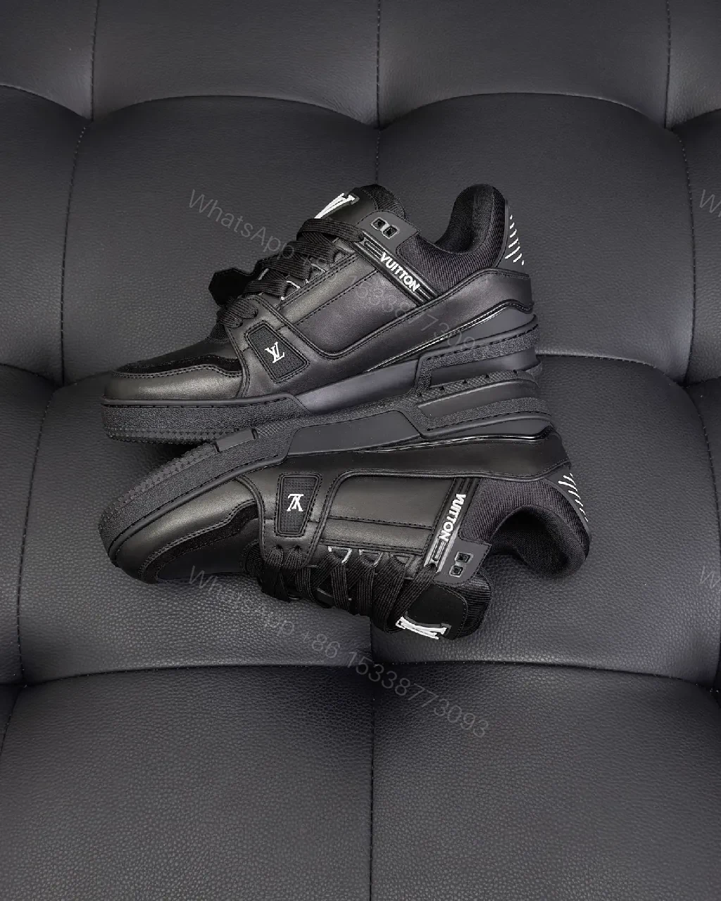 View 3 of Covert Luxe Leather Trainers: Black Minimalist Comfort Sneakers