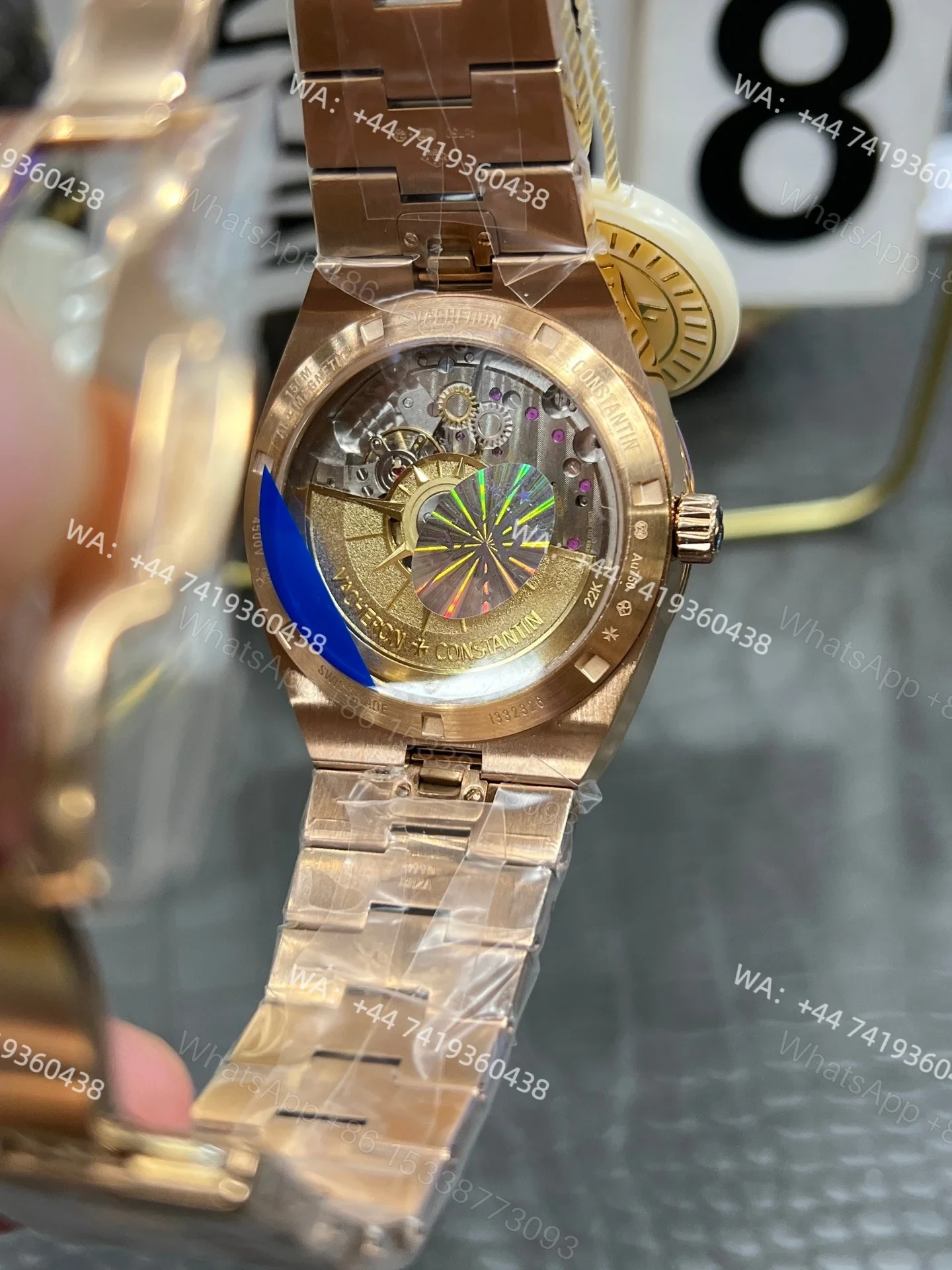 View 7 of Super Clone Vacheron Constantin Overseas 4500V/210R-B705 Rose Gold Watch with Blue Dial