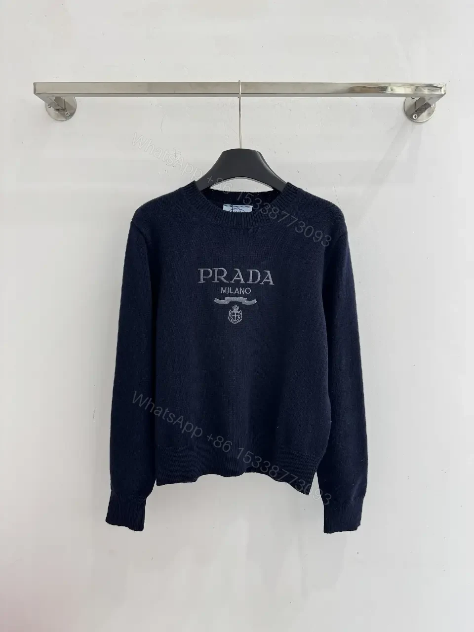 View 9 of Bold Logo Knit Sweater: Luxe Comfort, Designer-Brand Vibe