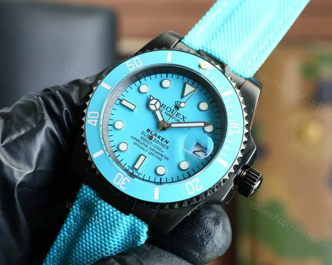View 3 of Blaken Custom Rolex Submariner Tiffany Blue Strap 40mm RG-BLAKEN-SUB-40MM-TIFFANY-STRAP