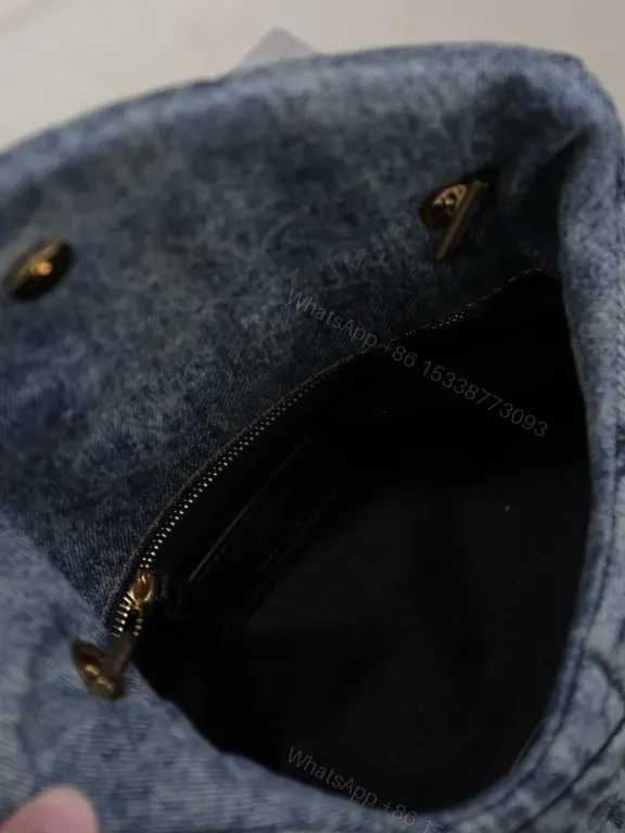 View 7 of Quilted Denim Clutch with YSL Hardware - Luxe Compact Bag