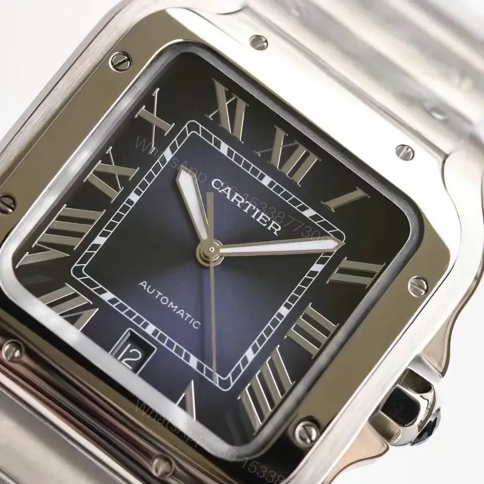 View 3 of Cartier super clone Santos Black Dial Steel Bracelet Premium 40MM RG-CARTIER-SANTOS-BLK-STL-40